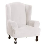 JHLD Stretch Wing Chair Slipcover, Luxury Soft Velvet Wingback Chair Slipcover Washable Quick Set Wingback Chair Cover For Wing Chair-white-Wing Chair