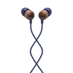 House of Marley Smile Jamaica In-Ear Headphones - Sustainably Crafted, Eco-Friendly, Noise Isolating Wired Earphones, 9.2mm Driver, Tangle-Free Cable, 1 Button Microphone Control - Denim