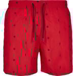 Urban Classics Röda badbyxor med broderade löv (XL)