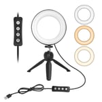 AJH Mini Desk Selfie Ring Light with Tripod Stand, Dimmable LED Fill Light Camera Ringlight for YouTube, Makeup & Live Stream, 3 Light Modes, 10 Brightness Level