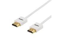 HDMI-kabel extra tunn, hane - hane, 2m vit