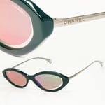 Chanel 2020 Sunglasses Green Gunmetal Grey Pink Mirror Slim 5424 c.1459/EC [A]