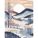 Artery8 Countryside Path in Boho Hill Winter Landscape Extra Large XL Wall Art Poster Print