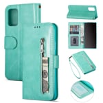 ZTOFERA for Samsung S20 FE Wallet Case, Premium PU Leather Bumper Protective Cover Handbag Zipper Pocket Magnetic Flip Stand Case Cover for Samsung Galaxy S20 FE 5G - Mint Green