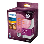 Philips LED Premium Classic G93 Pink Dimmable Light Bulb Globe [E27 Edison Screw] 15W, Filament, Flame 1800K