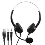 Telephone Headset with Microphone, Double 3.5mm Plug Computer Headsets, Adjustable Noise Canceling Earphone Call Center Headset Earphone Clearer Voice for Laptop PC Tablet