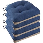 Halkskyddande stolsdynor för matstolar Set om 4, 46*43*9cm sittdyna med band dark blue