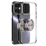 iPhone 12 Pro Max Case, Ultra Thin Clear iPhone 12 Pro Mobile Phone Case, TPU Bumper Protective Case with 360 Degree Ring Stand for Magnetic Car Mount Metal Frame Case Cover for iPhone 12 Mini