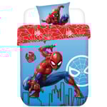 Spiderman Blå/Röd Barn Bäddset Enkeltäcke 150x210