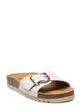 Sl Eveline Leather Off White *Villkorat Erbjudande Shoes Summer Flat Sandals Beige Scholl