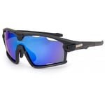 BLOC FORTY XB860 Mens/Womens Sports Sunglasses MATT BLACK / BLUE MIRROR CAT.3