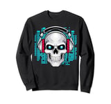 Music Forever Skull With Headphones Ink Graphic Rock Song Sweatshirt