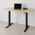 Höj och sänkbart skrivbord PREMIUM, 2-motorigt, svart stativ, björk bordsskiva 180x80cm