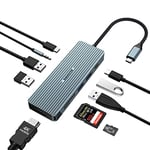 OBERSTER USB C HUB Docking Station Double Moniteur, 10 en 1 d'accueil avec HDMI 4K, 2 3.0, 2.0, C, 100W PD, Audio 3.5mm, SD/TF Compatible MacBook Pro/Air, Surface Pro/Go