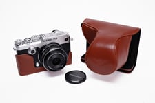 Genuine Real Leather Full Camera Case Bag Cover for Olympus PEN-F PEN F Brown