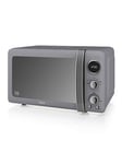 Swan Sm22030Lgrn Retro Led Digital Microwave With Glass Turntable, 5 Power Levels &Amp; Defrost Setting, 20L, 800W, Grey