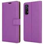 For Realme 7 Leather Phone Case, Magnetic Closure Full Protection Book Folio Design, Wallet Case Cover [Card Slots] and [Kickstand] For Realme 7 (6.5") - Purple