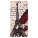 iPhone 13 Pro PU-Skinn Flip Deksel med Lommebok - Eiffel Tårn og Fjer