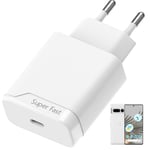 Prise Chargeur Rapide 30W pour Google Pixel 9 8 7 6 Série, Tablet Adaptateur pour iPhone 13 14 15 16 Type C Secteur Mural Alimentation