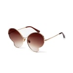 Butterfly Shape Sunglasses Metal Personality Concave Shape Transparent Color Lens Sun Glasses Eyewear (Color : TEA)