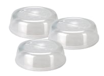Set of 3 Microwave Food Plate Dish Cover 26cm Plastic Transparent Ventilated Microwave Splatter Splash Guard Cover with Air Vents Kitchen Cooking, Dishwasher Safe, BPA Free, 26cm