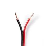 Nedis Højtaler Kabel | 2x 1.50 mm² | CCA | 100.0 m | Runde | PVC | Rød / Sort | Folie