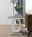 Giovani Modern Square White High Gloss and Glass Top Side End Table Perfect for Living Rooms Hallways Bedrooms