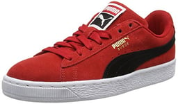 PUMA Unisex Adult Suede Classic Low-Top Sneakers, Ribbon Red-Puma Blk-Puma Wht, 10.5 UK