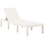 Helloshop26 - Transat chaise longue bain de soleil lit de jardin terrasse meuble d'extérieur plastique blanc