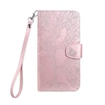 Norn Samsung Galaxy S20FE 5G Phone Case,Tree of Life Embossed Folio Flip PU leather wallet case,with stand function,Magnetic Closure,shokproof Protective Cover Case with Card Slots,Pink