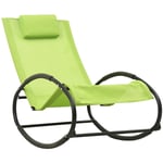 Transat chaise longue bain de soleil lit de jardin terrasse meuble d'extérieur avec oreiller acier et textilène vert