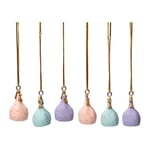Höna 4cm Hängande 6-pack, Rosenkvarts/Jade/Ametist