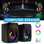 3D Surround Sound System LED PC Speakers Gaming Bass USB For Desktop Computer UK