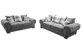 Dorado Corner Sofa Sectional 3 Seater 2 Seater Armchair Cuddle Chair Grey Velour Fabric (Grey, 3+2 Seater)