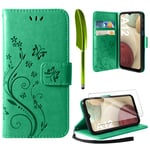 AROYI Case Compatible with Samsung Galaxy A12 Case and Screen Protector,Wallet Case PU Leather with Card Slots Folding Stand Magnetic Scratchproof Protect Flip Cover for Samsung Galaxy A12,mintgreen