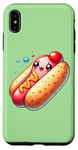 iPhone XS Max Cute Kawaii Hot Dog with Smiling Face and Bubbles Case