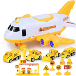 Sanmubo Transport Airplane, Car Helicopter Toy Set, Mini Educational Vehicle Police Car Set Cargo Airplane Set For Children Toddler Boy Child, Gift For 3 4 5 Years Old