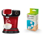 Tassimo by Bosch My Way 2 TAS6503GB Coffee Machine, 1500 Watt, 1.3 Litre, Red with TCZ6008 Descaling Tablets - 8 Tablets