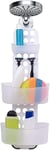 alpina Panier de douche suspendu - 71 x 25 cm - Étagère de douche sans perçage - Tiroirs réglables - Blanc