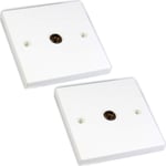 Loops 2 Pack | Single Aerial Coaxial Socket Wall Plate | 1 Gang | TV Female Outlet Faceplate | Solder UHF Satellite Signal Output Module