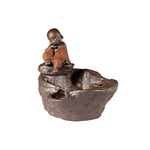 lachineuse - Fontaine à Eau Zen - Bonze Bouddhiste - 23 x 20 cm - Décoration Asiatique Japonaise - Figurine Moine - avec Cascade - Idée Cadeau Maison Asie - Feng Shui - Ambiance Zen - Coloris Marron