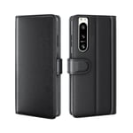 Sony Xperia 5 IV Plånboksfodral i Äkta Läder, Svart