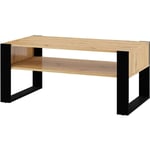 Table basse en chêne avec étagère Nuka f Noir 110 x 60 cm moderne de haute qualité