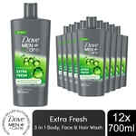 Dove Men+Care 3in1 Body Face & Hair Wash Clean Comfort or Extra Fresh 700ml,12pk