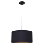 Abba Cylindrical Pendant Ceiling Light Dark Blue Gold Black 40cm