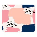 Mousepad Computer Notepad Office Watercolor Hand Brush Strokes in Navy Blue Pastel Pink and Black on Cream Abstract Home School Game Player Computer Worker Inch