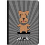 Azzumo Cheeky Cartoon Airedale Character Faux Leather Case Cover/Folio for the Apple iPad 10.2 (2020) 8th Generation