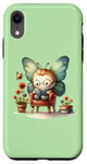 Coque pour iPhone XR Vert mignon papillon de lecture amateur de lecture fantaisiste