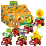 YUNDING Pea Shooter Toys 6pcs/set Plants Vs. Zombie Toy Car Pullback Can Launch Small Q Car Eater Flower Pea Shooter Children's Toy Set