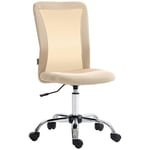 Vinsetto Chaise de Bureau Ergonomique Fauteuil de Bureau Hauteur réglable piètement chromé pivotant 360° revêtement Maille Beige